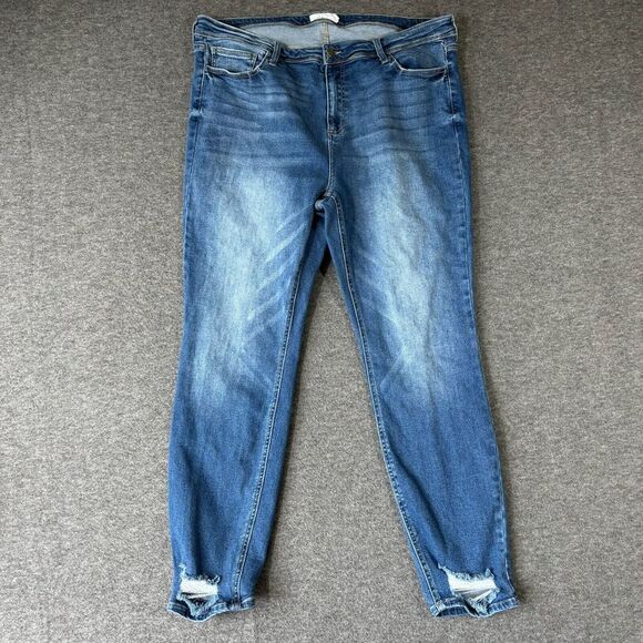 Jelly Jeans Womens Size 20 Raw Hem Distressed Stretchy - Picture 1 of 11